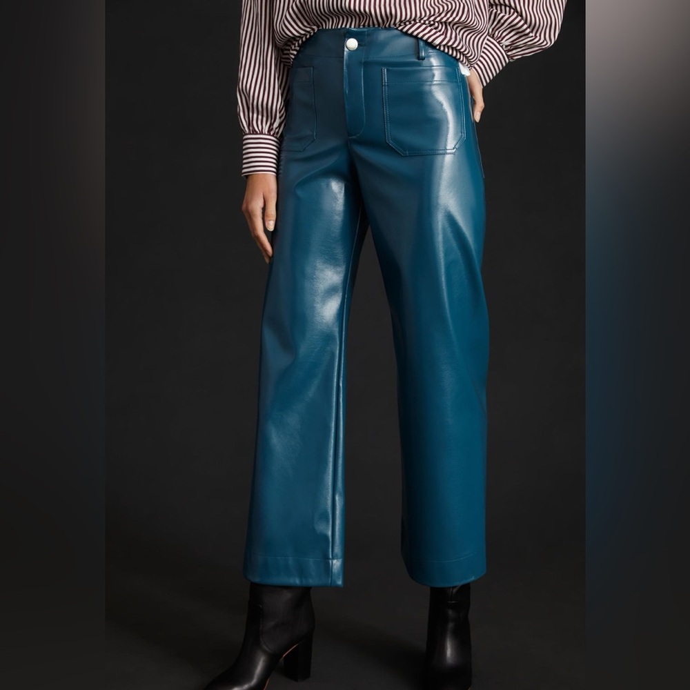 Maeve Blue Patent Leather Pants SZ 32
